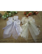 Beautiful Girls Long Ribbons Lace Hair Clip (White/ Cream)